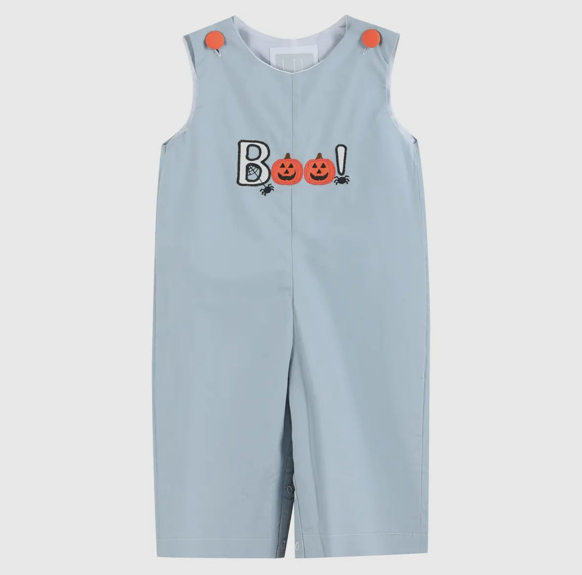 Light Gray 'Boo' Applique Overalls