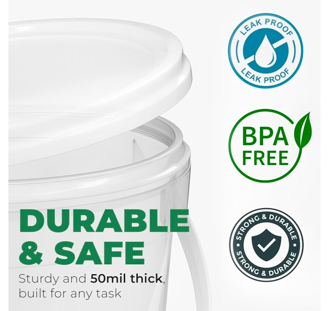 Heavy-Duty Round, Multi-Purpose Utility Pail with Handle & Airtight Lid
