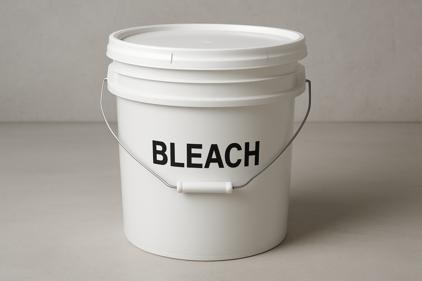 5-gallon bucket of bleach with no label