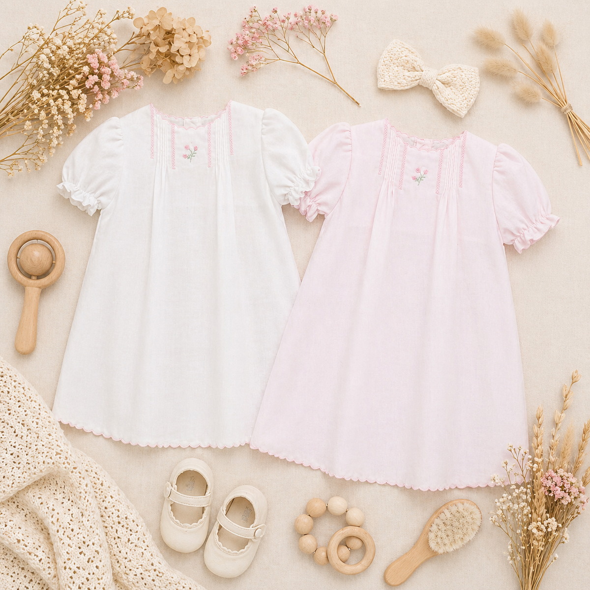Flower Embroidered Heirloom Daygown