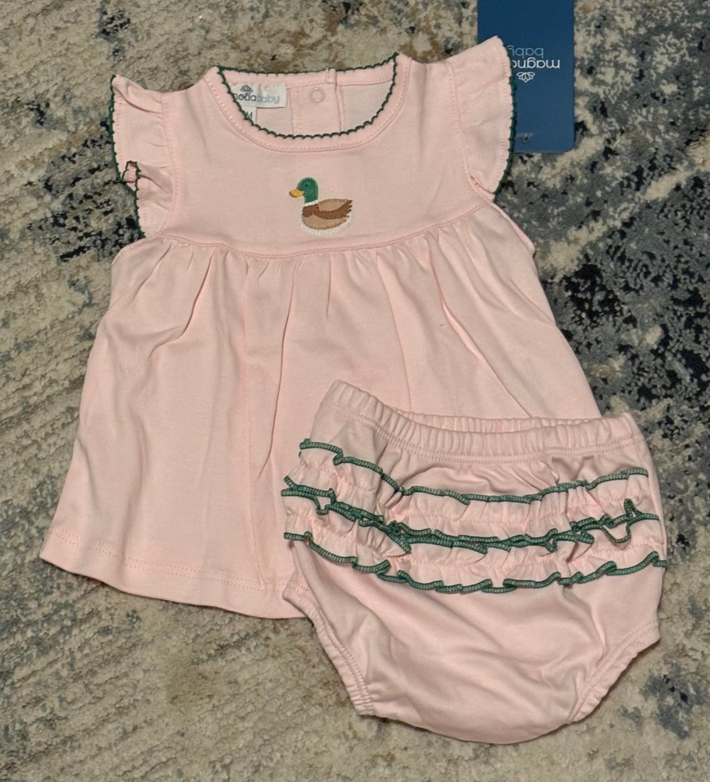 Mini Mallard Embroidered Diaper Cover Set - Pink