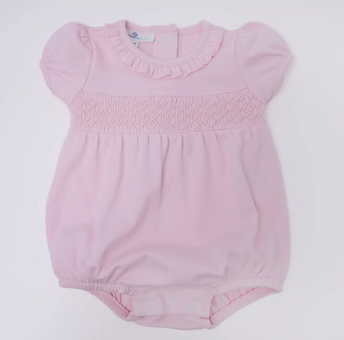 Essentials Solid Smocked Bubble - Pink