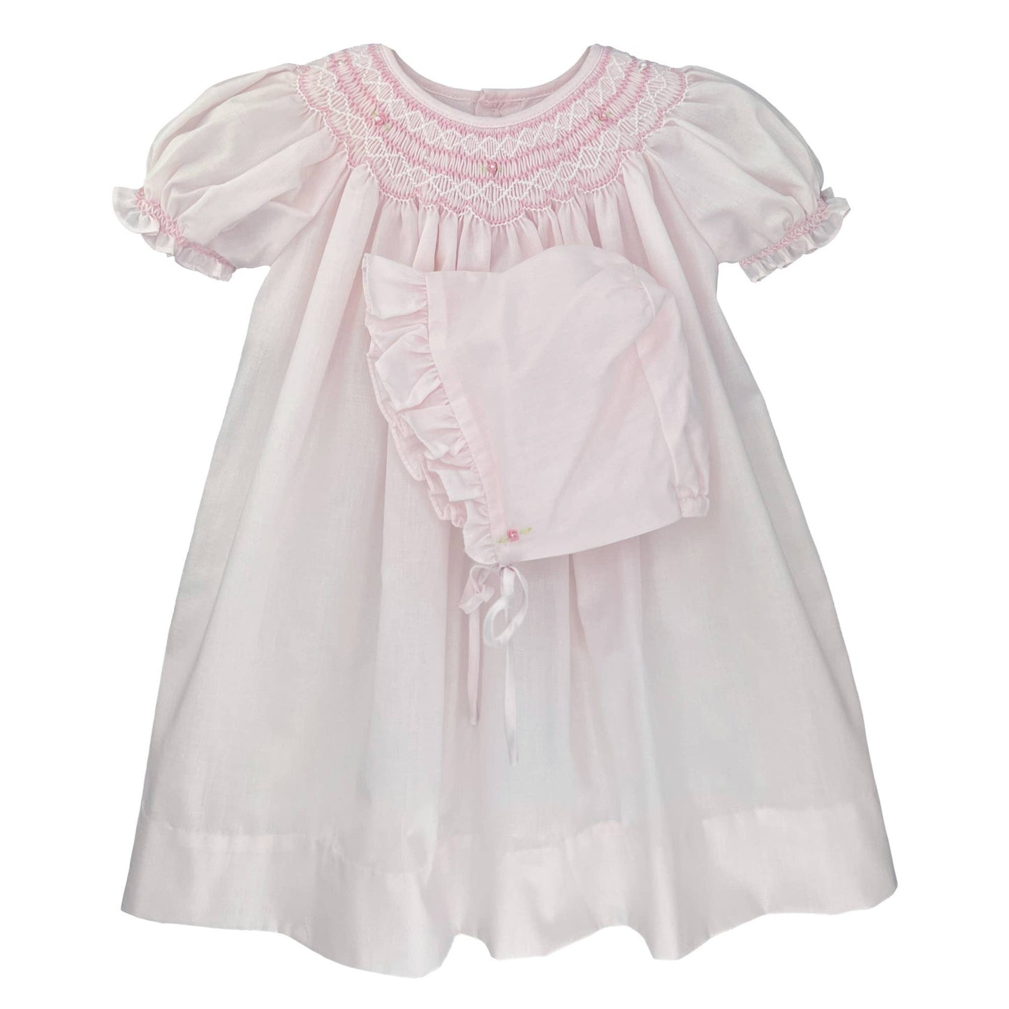 Bishop Smocked Daygown with Pearls: Mint