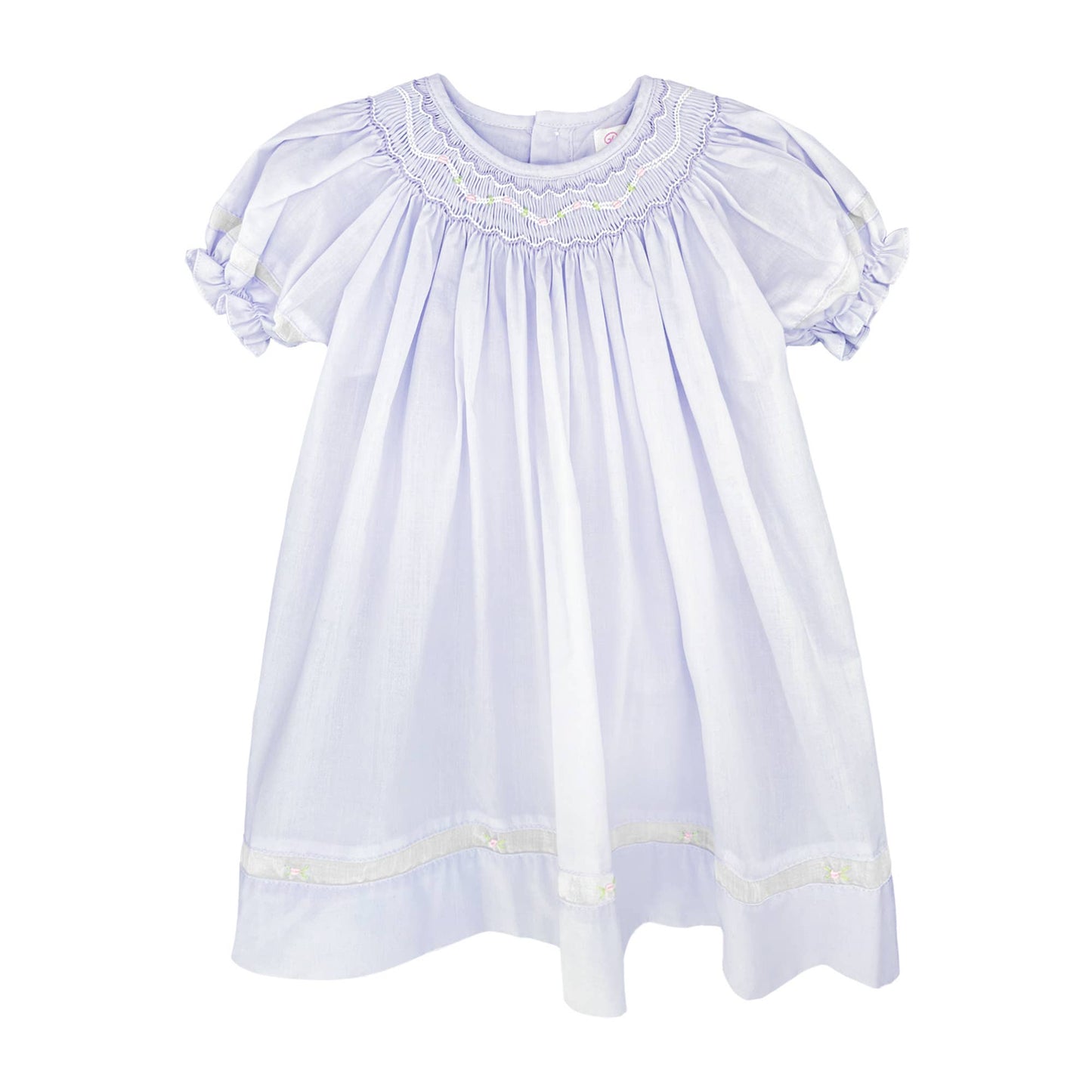 Smocked Daygown with Voile Insert: Lavender