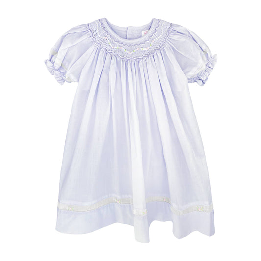 Smocked Daygown with Voile Insert: Lavender