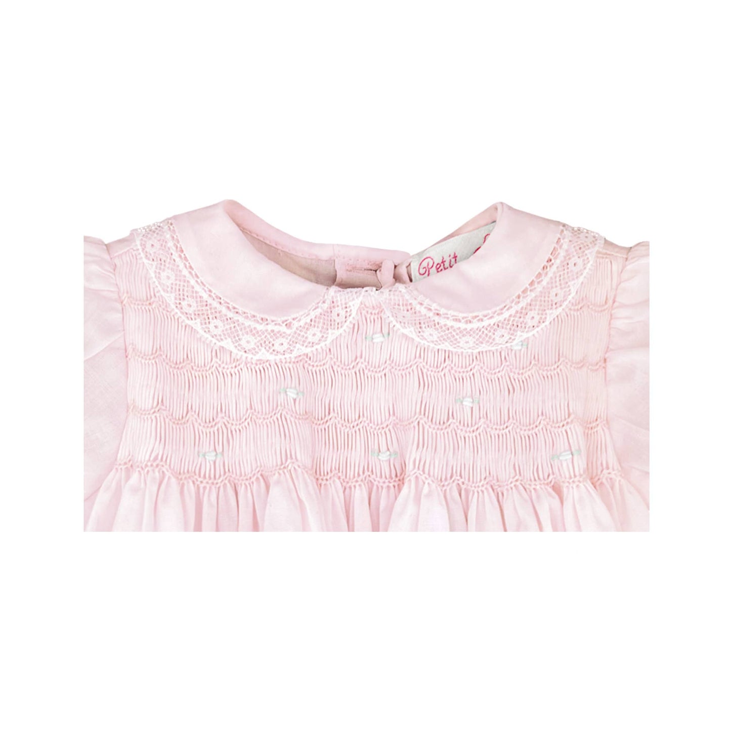 Fully Smocked Dress with Lace: Pink