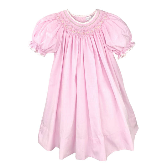 Bishop Smocked Pink Check Dress