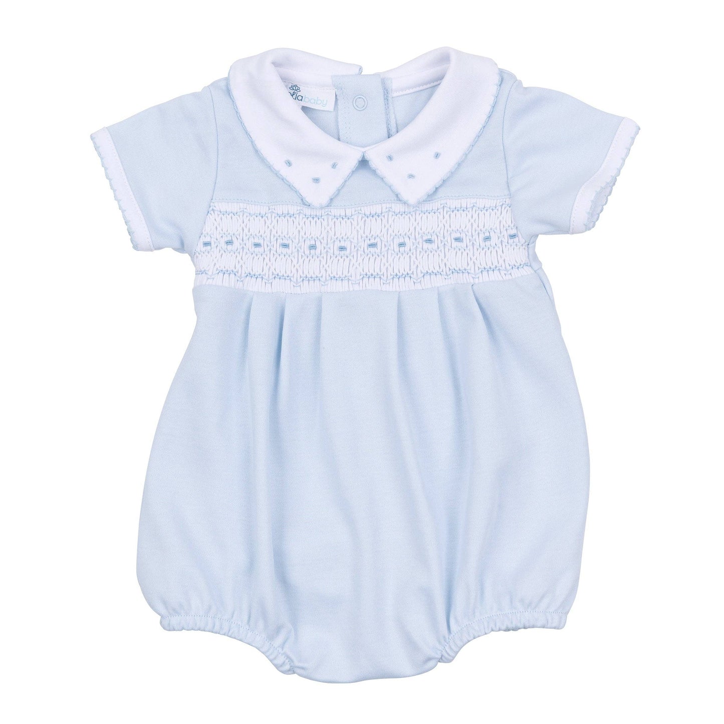 Landry Smocked Bubble - Light Blue