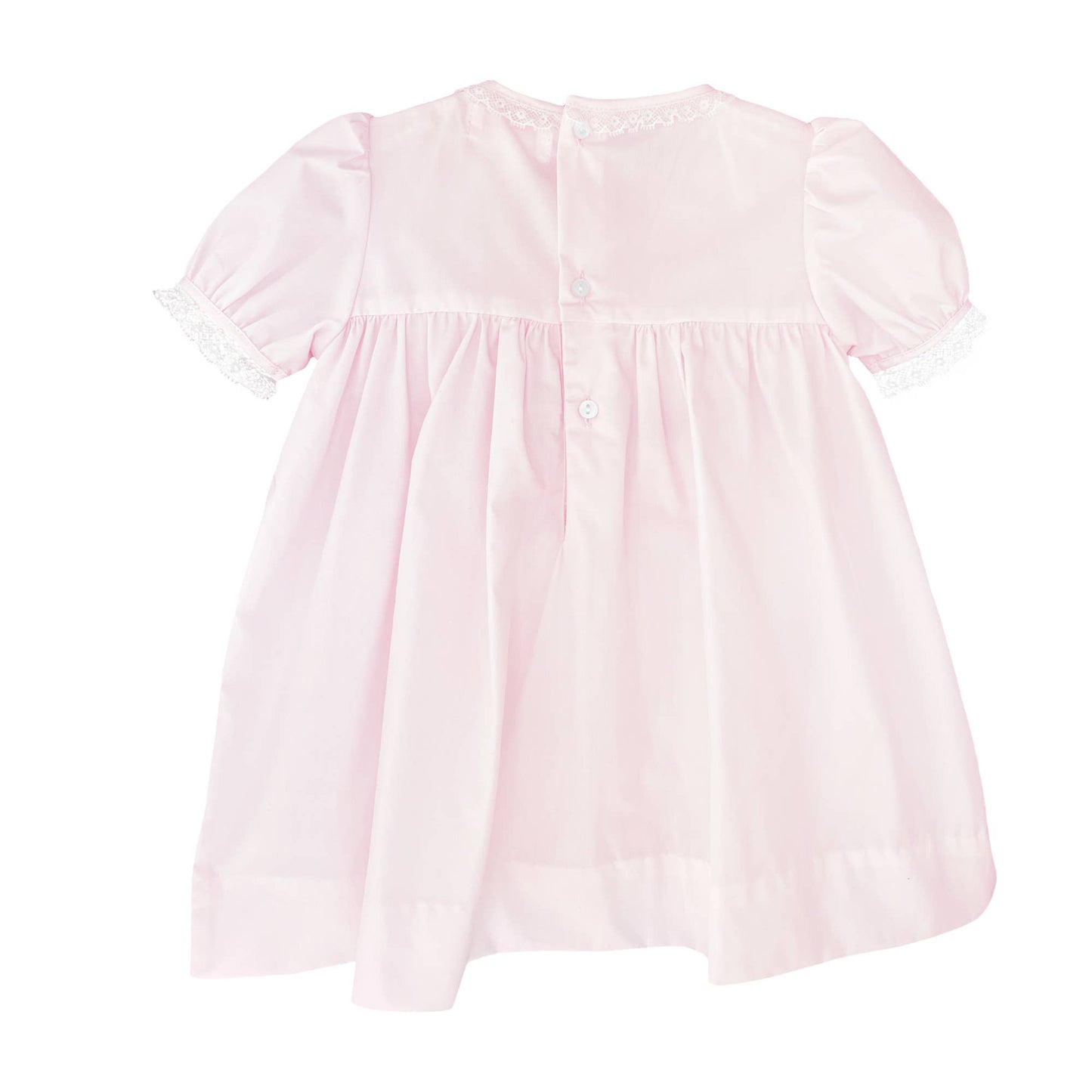 Fully Smocked Dress with French Lace: Mint