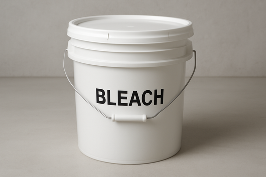 5-gallon bucket of bleach with no label