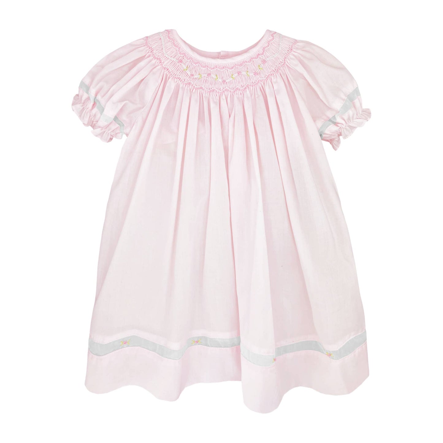 Smocked Daygown with Voile Insert: Lavender