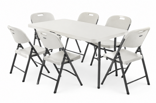 6' Folding Table with 6 Chairs