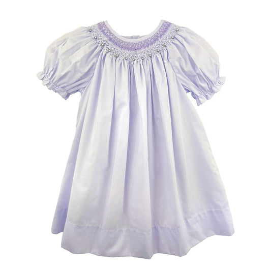 Bishop Smocked Heirloom Dress: Lavender