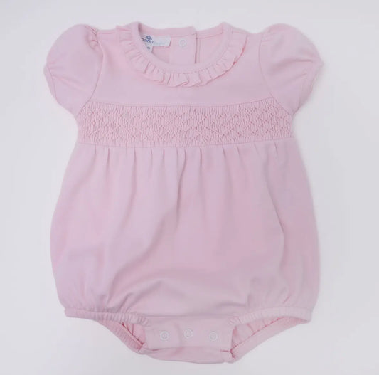 Essentials Solid Smocked Bubble - Pink