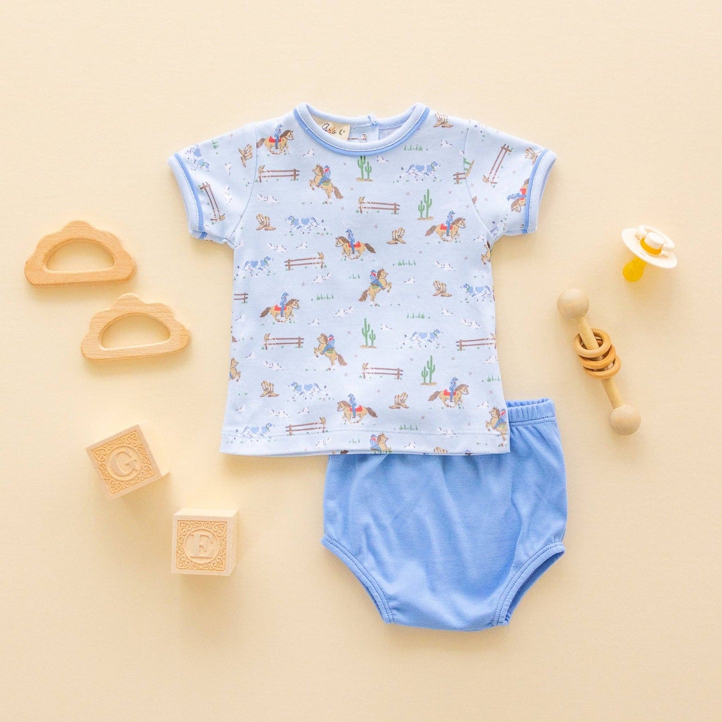 Little Wranglers Diaper Cover Set - Sky