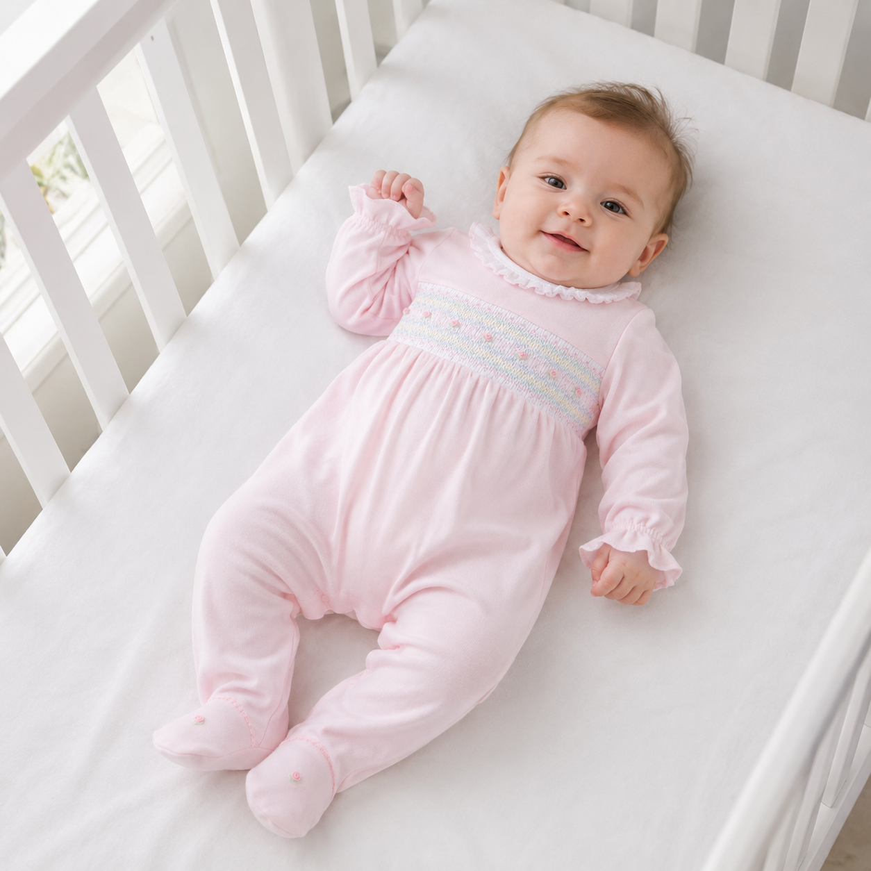 Junie's Classics Smocked Ruffle Footie