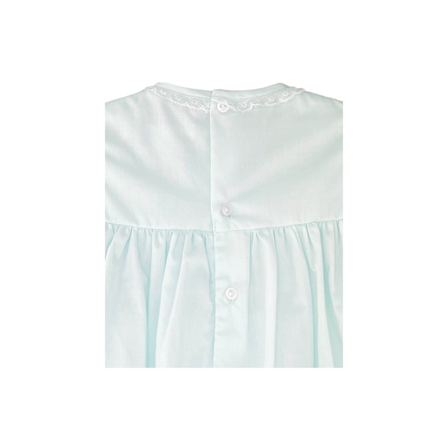 Fully Smocked Dress with French Lace: Mint