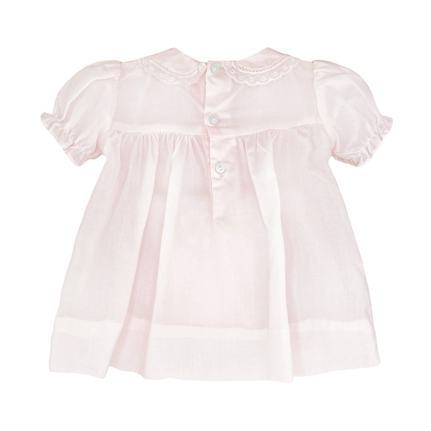 Fully Smocked Dress with Lace: Pink