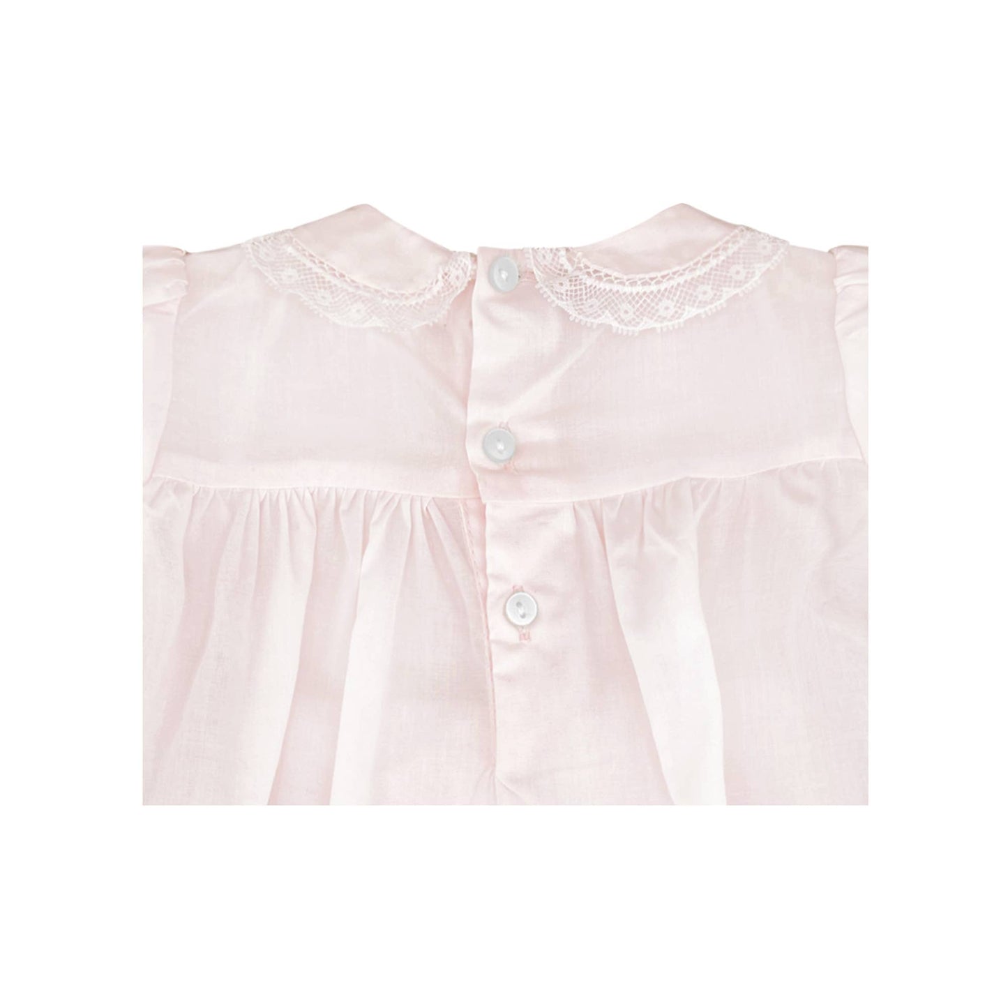Fully Smocked Dress with Lace: Pink