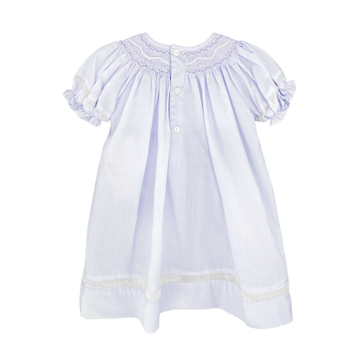 Smocked Daygown with Voile Insert: Lavender