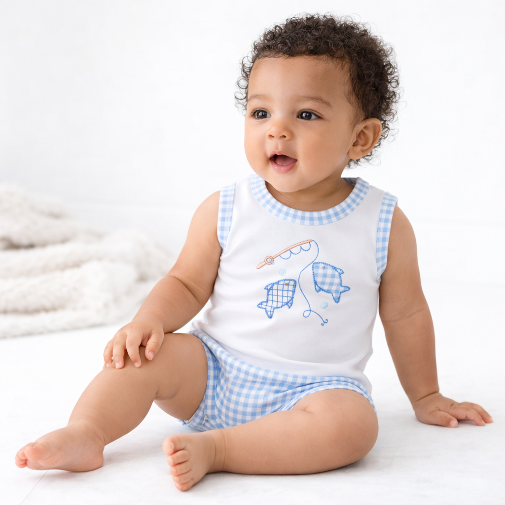 Gone Fishing Applique Diaper Cover Set