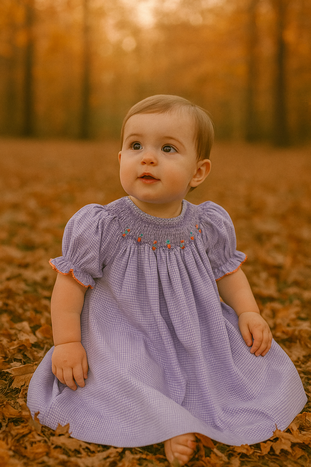 Short Sleeve Dress with Floral Bishop Smocking