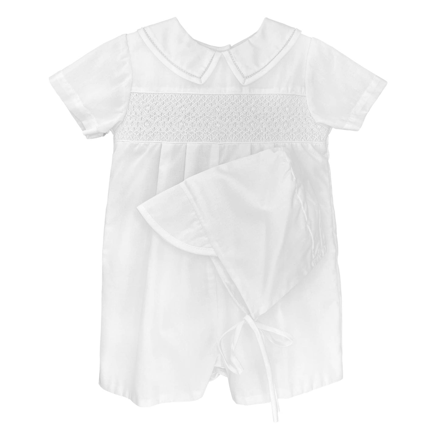 Diamond Smocked Romper: Blue
