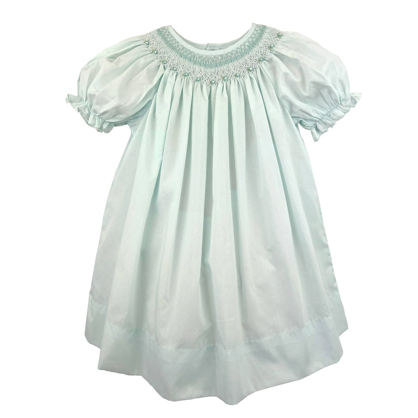 Bishop Smocked Heirloom Dress: Mint
