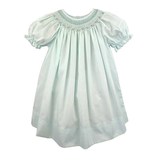 Bishop Smocked Heirloom Dress: Mint